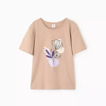 Футболка женская, цвет бежевый, р-р 54