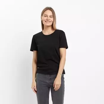 Футболка однотонная женская Milena, чёрная, размер 44