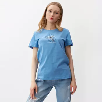 Футболка женская Be Friends, голубая, размер 48