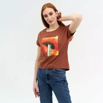 Футболка женская, цвет коричневый, размер 44