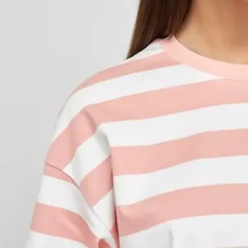 Футболка женская , цвет розовый/молочный, размер 50