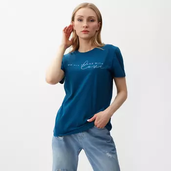 Футболка женская, цвет тёмно-бирюзовый, размер 50