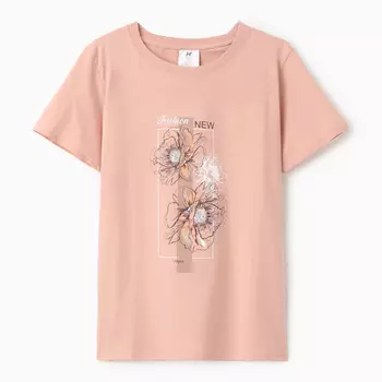 Футболка женская «Цветы», цвет розовый, размер 46