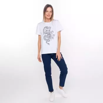 Футболка женская «Дракон», цвет белый/принт чёрный, размер 50