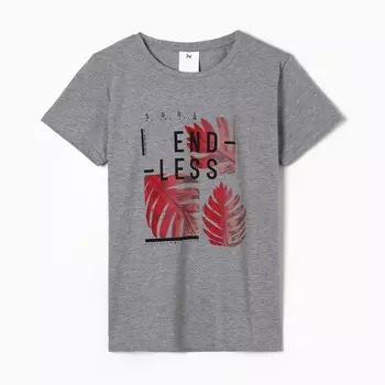 Футболка женская "END-LESS", цвет светло-серый меланж, размер 54