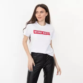 Футболка женская KAFTAN WINE NOT, белая, размер 40-42