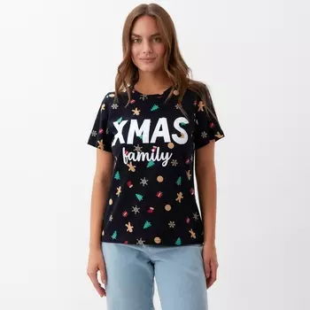 Футболка женская KAFTAN "Xmas family" размер 48-50, черный