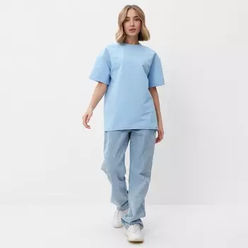 Футболка женская MINAKU OVERSIZE FIT: цвет голубой, р-р 50