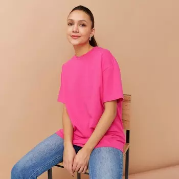 Футболка женская MINAKU OVERSIZE FIT: цвет фуксия, р-р 48