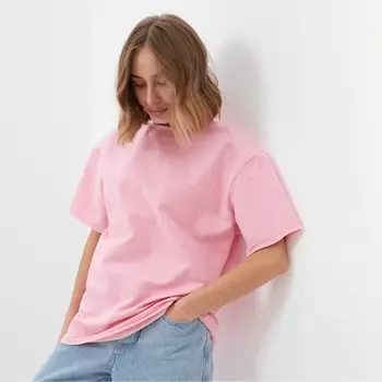 Футболка женская MINAKU OVERSIZE FIT: цвет светло-розовый, р-р 48
