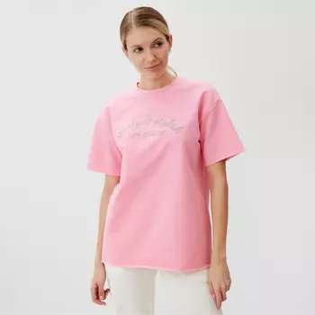 Футболка женская MINAKU OVERSIZE FIT: SPORTY & STYLISH цвет светло-розовый, р-р 42