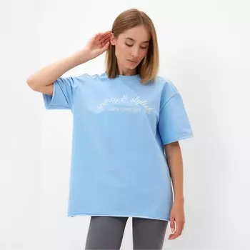 Футболка женская MINAKU: SPORTY & STYLISH цвет голубой, р-р 44 9843293