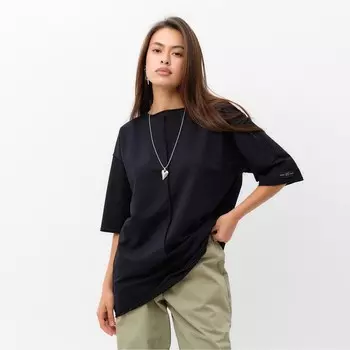 Футболка с декоративным швом женская MIST Base, размер S-M, чёрная