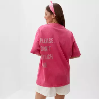 Футболка из вареного хлопка женская Mist Don't touch me, размер S, розовая
