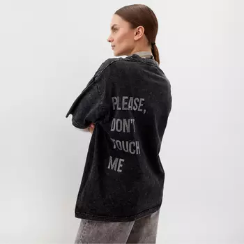 Футболка из вареного хлопка женская Mist Don't touch me, размер L, чёрная