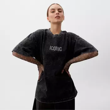 Футболка из вареного хлопка женская Mist Icon, размер L, чёрная