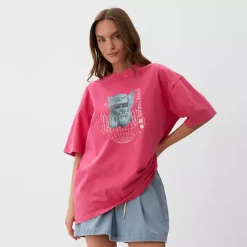 Футболка из вареного хлопка женская MIST Streetwеar, розовая, размер M