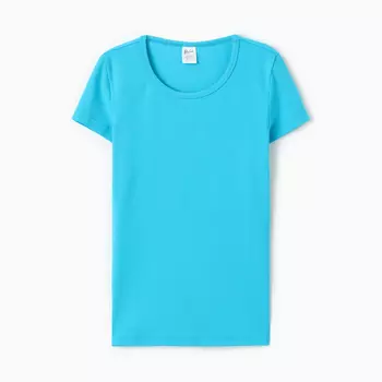 Футболка женская О-образный вырез, цвет голубой, размер 54