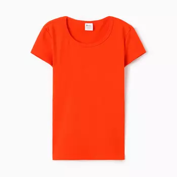 Футболка женская О-образный вырез, цвет оранжевый, размер 54