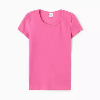 Футболка женская О-образный вырез, цвет розовый, размер 48