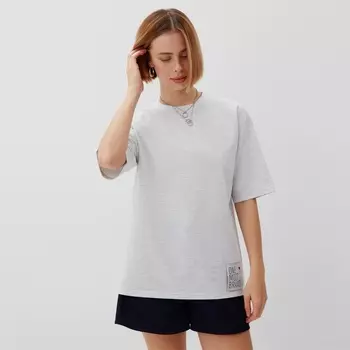 Футболка оверсайз с нашивкой женская MINAKU: One Most Brand, серая меланж, размер 46