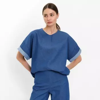 Футболка оверсайз женская MINAKU: Jeans Collection, электрик, размер 46