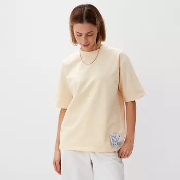 Футболка оверсайз с нашивкой женская MINAKU: One Most Brand, молочная, размер 42