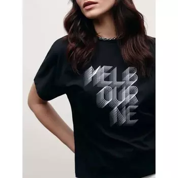 Футболка женская, размер S, цвет чёрный