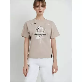 Футболка женская, размер XS, цвет бежевый