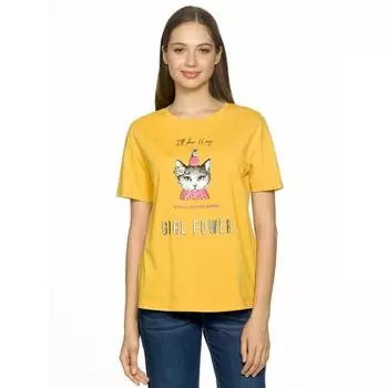 Футболка женская, размер XXS, цвет жёлтый