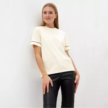 Футболка женская с красным кантом Basic line, молочная, размер 44
