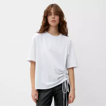 Футболка с кулиской женская MINAKU REGULAR FIT, белая, размер 44