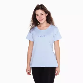 Футболка женская с принтом, цвет голубой, размер 54