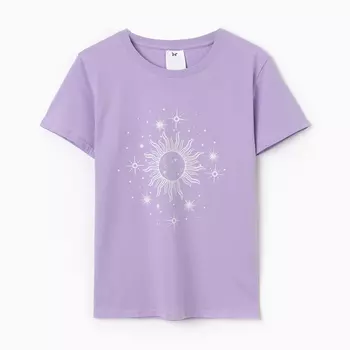 Футболка женская "Солнце", цвет сиреневый, размер 48