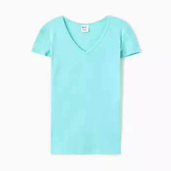 Футболка женская V-образный вырез, цвет бирюзовый, размер 48