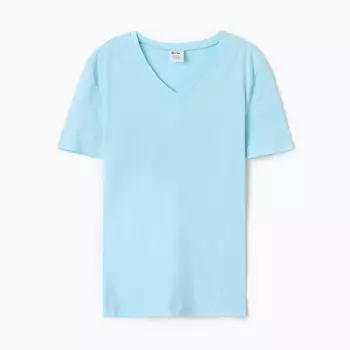 Футболка женская V-образный вырез, цвет голубой, размер 56