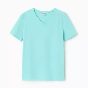 Футболка женская V-образный вырез, цвет мята, размер 52