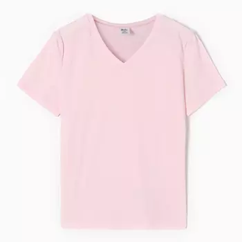 Футболка женская V-образный вырез, цвет розовый, размер 52