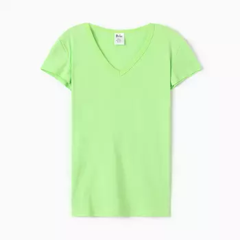 Футболка женская V-образный вырез, цвет св.зеленый, размер 50