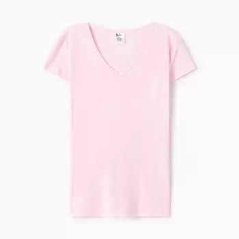 Футболка женская V-образный вырез, цвет светло-розовый, размер 50