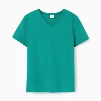Футболка женская V-образный вырез, цвет зеленый, размер 50