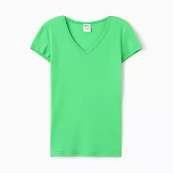 Футболка женская V-образный вырез, цвет зеленый, размер 52