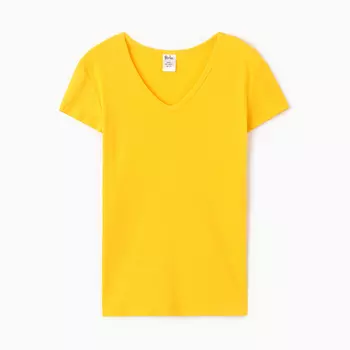 Футболка с V-образным вырезом женская, жёлтая, размер 48