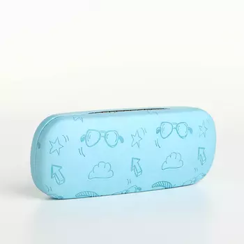 Футляр для очков на хлопушке «Выбражулька», с рисунком, размер 1663.5 см, голубой
