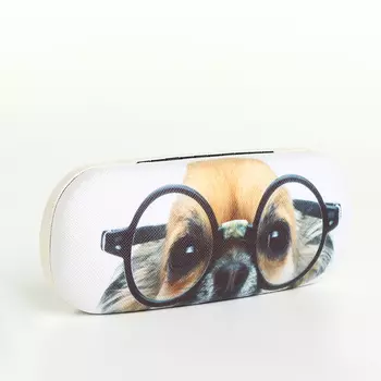 Футляр для очков на хлопушке «Умный пёс», длина 16 см, белый