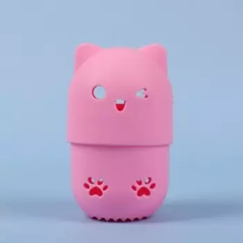 Футляр для спонжа «Котик», вентилируемый, 8 × 6 × 4 см, в PVC - коробке, цвет розовый