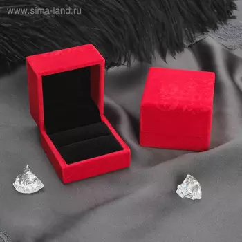 Футляр бархатный под кольцо «Узоры», 664,6, цвет красный, вставка чёрная