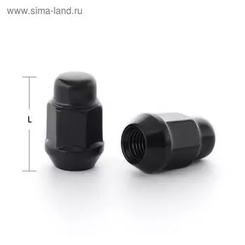 Гайка M12x1,25, 35, hex19, конус, закрытая, черный, блистер 20 шт