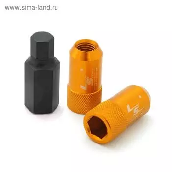 Гайка M12x1,25, 44, под шестигранник, спец. внутр, золотой, 20 шт +ключ