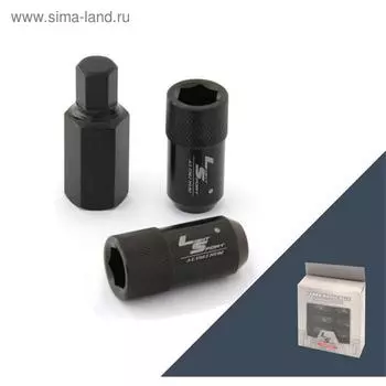 Гайка M12x1,25, 44, под шестигранник, спец. внутр, чёрный, 20 шт +ключ